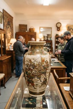 Ваза Satsuma с воинами, период Мэйдзи — миниатюра 1