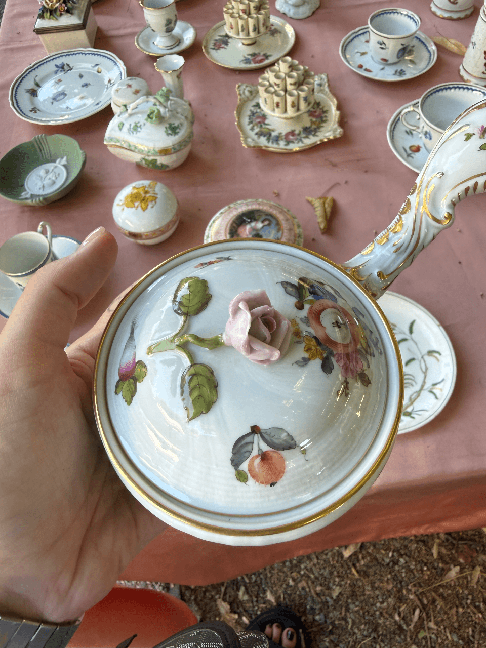 Фарфоровая соусница с крышкой Herend (Hungary), ручная роспись, изображение 1 из 7