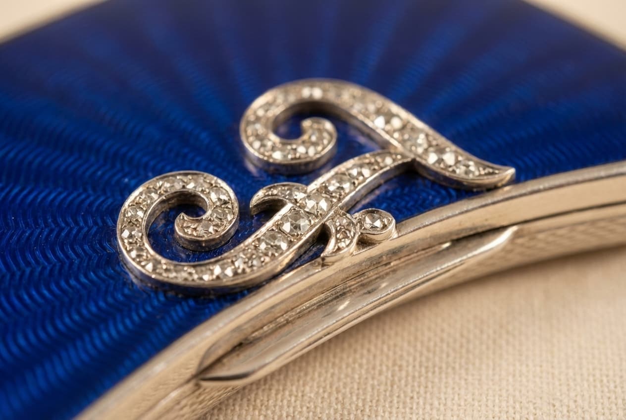 Портсигар Fabergé, серебро с эмалью гильоше, изображение 4 из 5