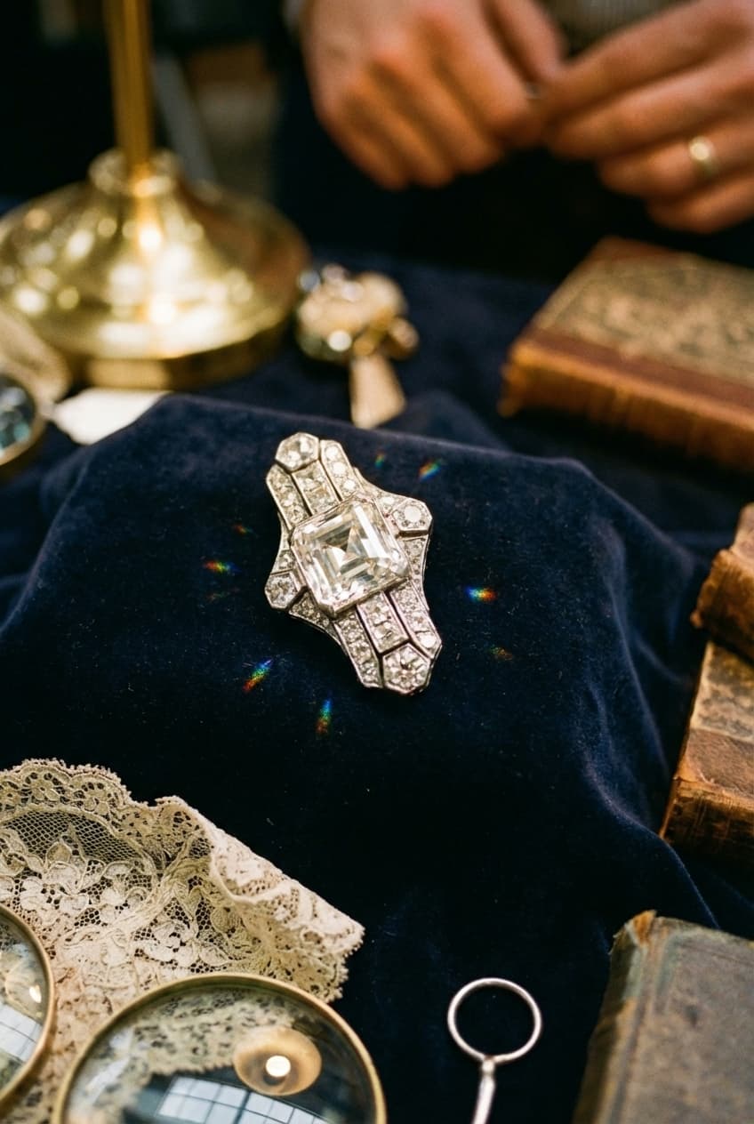 Брошь Cartier Art Deco, платина и бриллианты, изображение 2 из 4